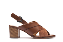 Sandales Elbe Lisse / Velours Cognac
